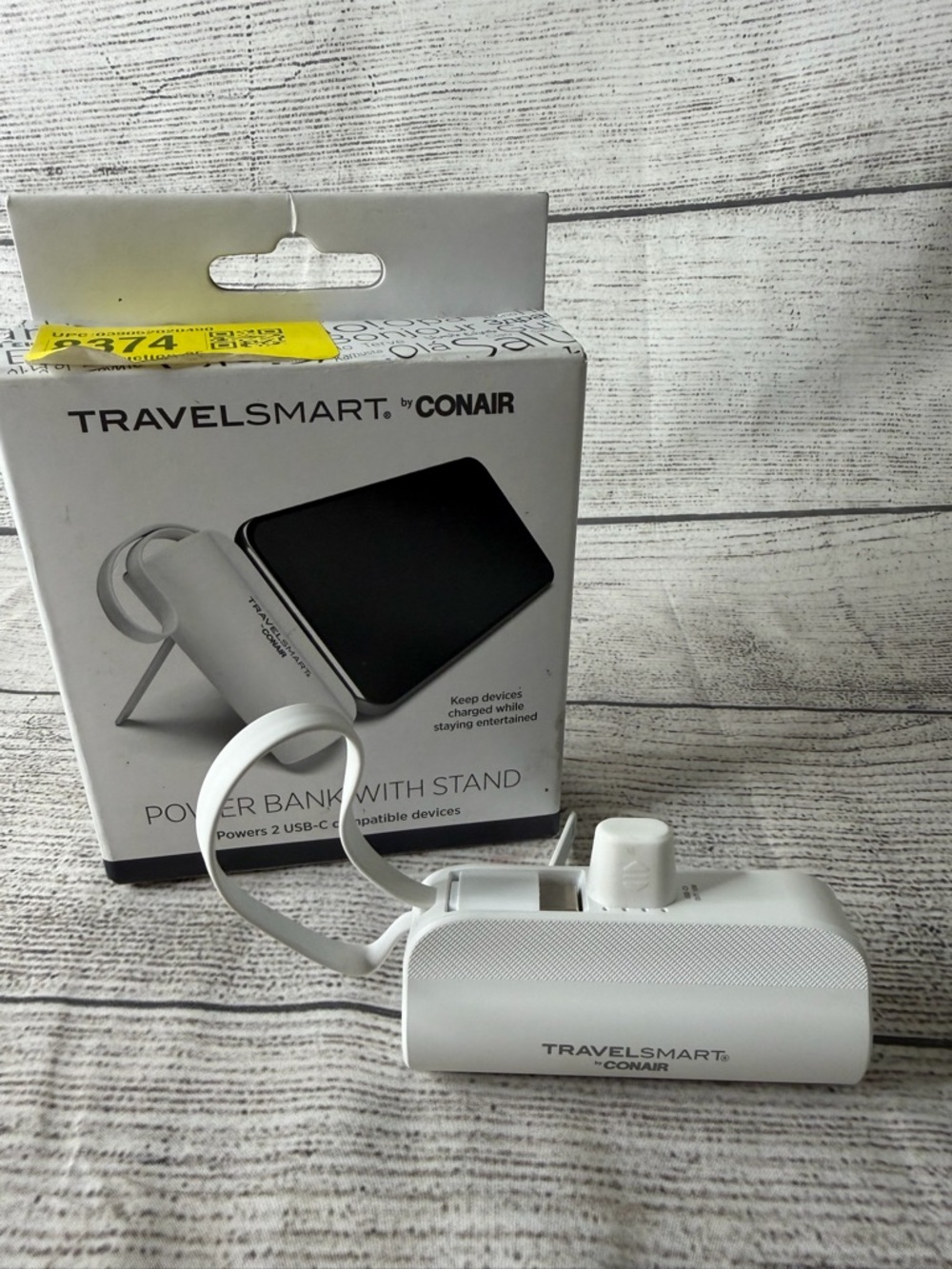 TravelSmart by Conair White Power Bank with Stand